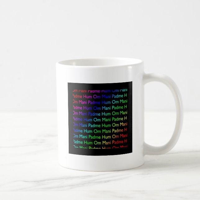 Caneca De Café Rainbow Om Mani Padme Hum (a preto) (Direita)