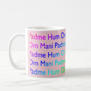 Caneca De Café Rainbow Om Mani Padme Hum (a rosa)