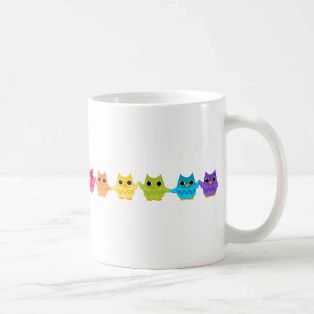 Caneca De Café Rainbow Owls (Direita)
