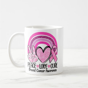 Caneca De Café Rainbow Peace Love Cure Pink Ribbon Bree Cancer