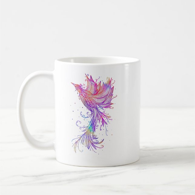 Caneca De Café Rainbow Phoenix Bird Tattoo (Esquerda)
