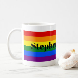 Caneca De Café Rainbow Pride Flag Mug Com Seu Nome