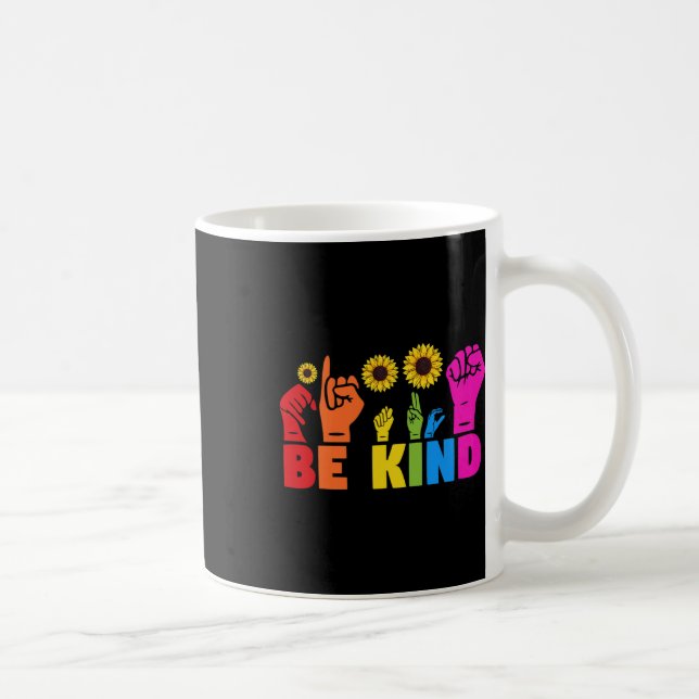 Caneca De Café Rainbow Pride Mês Asl Be Kind Hand Sign Language (Direita)
