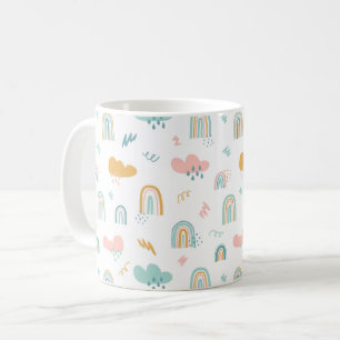 Caneca De Café Rainbow & Rain Cloud Patterno