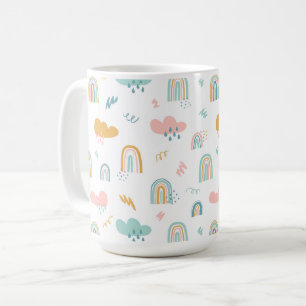 Caneca De Café Rainbow & Rain Cloud Patterno