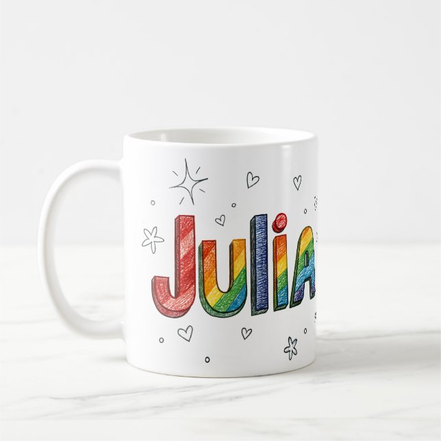 Caneca De Café Rainbow Scribbles Julia 1 (Esquerda)