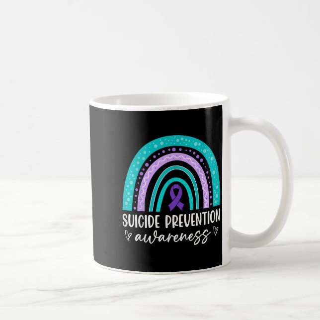 Caneca De Café Rainbow Suicide Prevention Awareness Teal &amp; Pu (Direita)