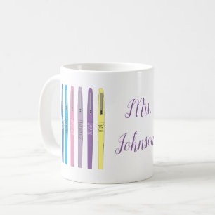 Caneca De Café Rainbow Teacher Caneta Inspirational Mug com Nome