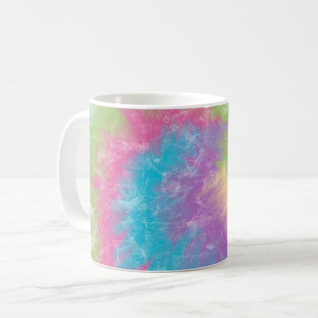 Caneca De Café Rainbow Tie Dye Swirl (Frente Esquerda)