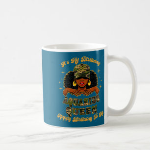 Caneca De Café Rainha Aquário de Aniversário Camuflada Preta Mulh