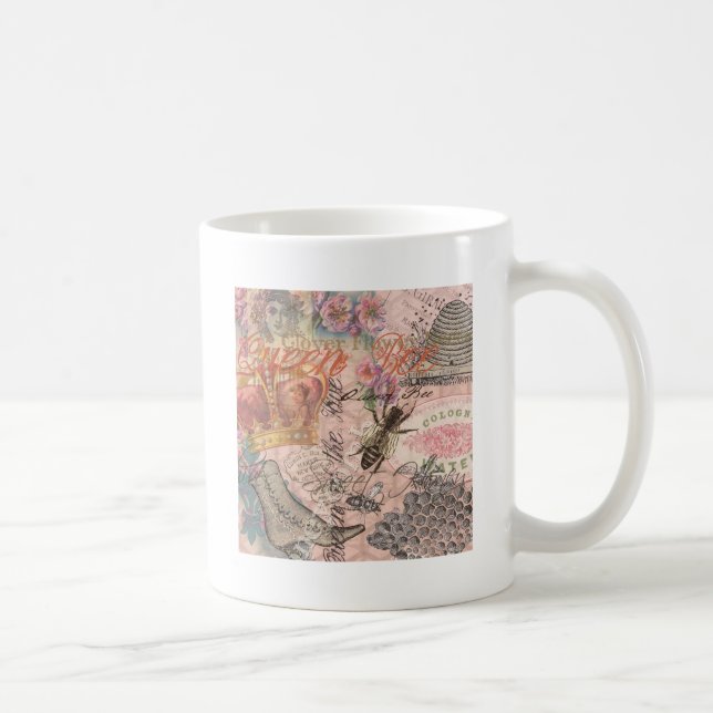 Caneca De Café Rainha Bee Vintage - Linda Colagem (Direita)