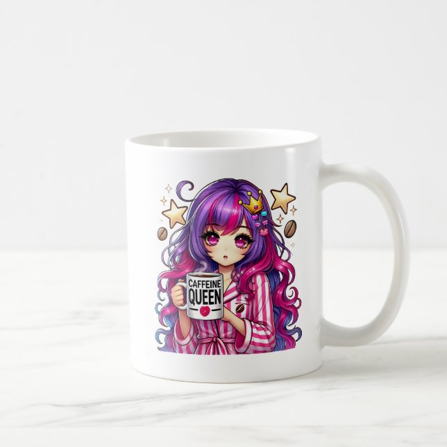Caneca De Café Rainha Cafeína - Garota Sassy Anime de Pijama (Direita)