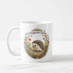 Caneca De Café Rainha Cottagecoreouriço Fofo Coroa Floral
