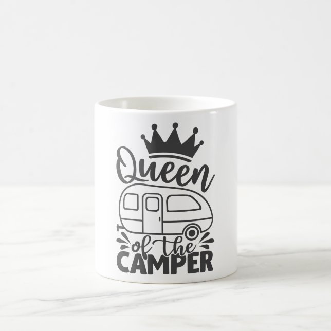 Caneca De Café Rainha Da Campanha Engraçado Acampamento, Dizendo (Centro)