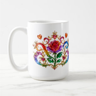 Caneca De Café Rainha da Coroa de Diamante Rosa de Cristal Real
