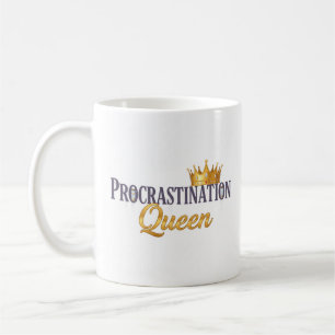 Caneca De Café Rainha da Procrastinação - Dourada Coroa e Vampiro