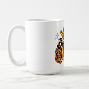 Caneca De Café Rainha de Aniversário com Leopardo de Coroa Dourad
