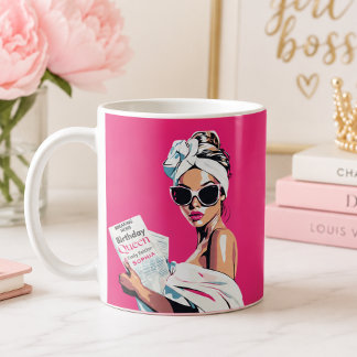 Caneca De Café Rainha de Aniversário Personalizada e Tendência