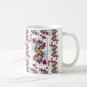 Caneca De Café Rainha de Copas e Flores