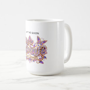 Caneca De Café Rainha de Cristal Elegância Floral Rosa