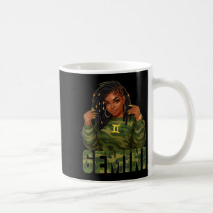Caneca De Café Rainha de Gêmeos Loca Mulher Preta Camuflagem Sign
