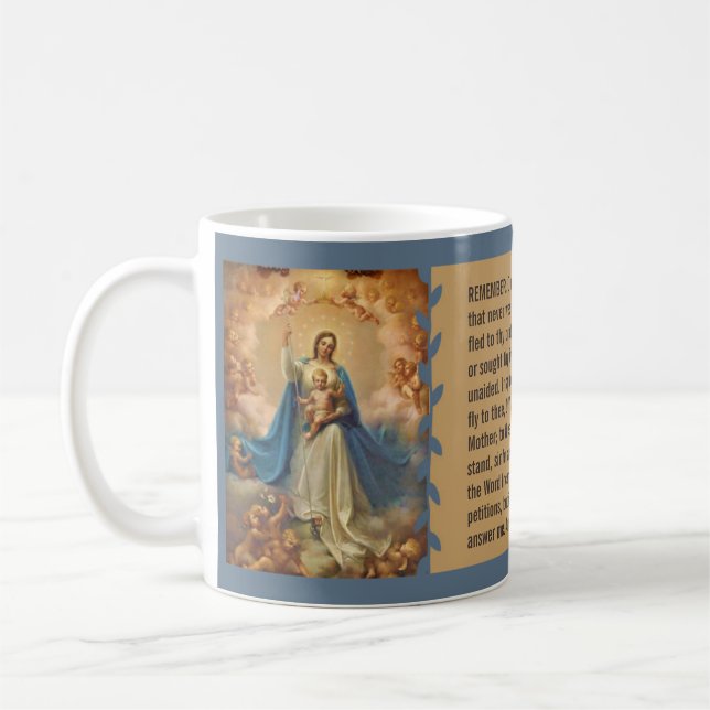 Caneca De Café Rainha de Mary de anjos Memorare de Jesus do céu (Esquerda)