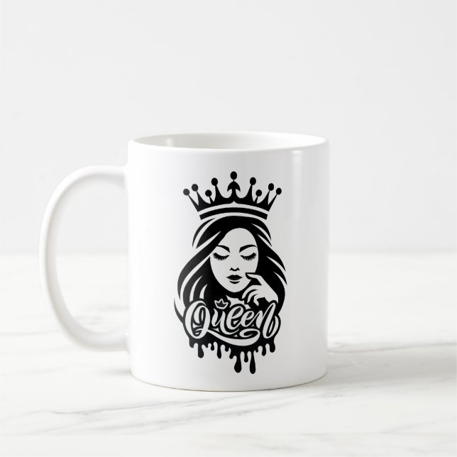 Caneca De Café Rainha Design – Coroa Real Elegante (Esquerda)