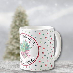 Caneca De Café Rainha do Café ou Nome Feliz Feriado Padrão de Bal