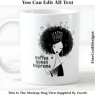 Caneca De Café Rainha do Café Personalizado com Citação Afro 040