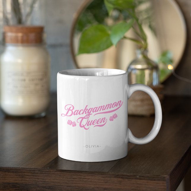 Caneca De Café Rainha do Gamão Roteiro Rosa (Criador carregado)