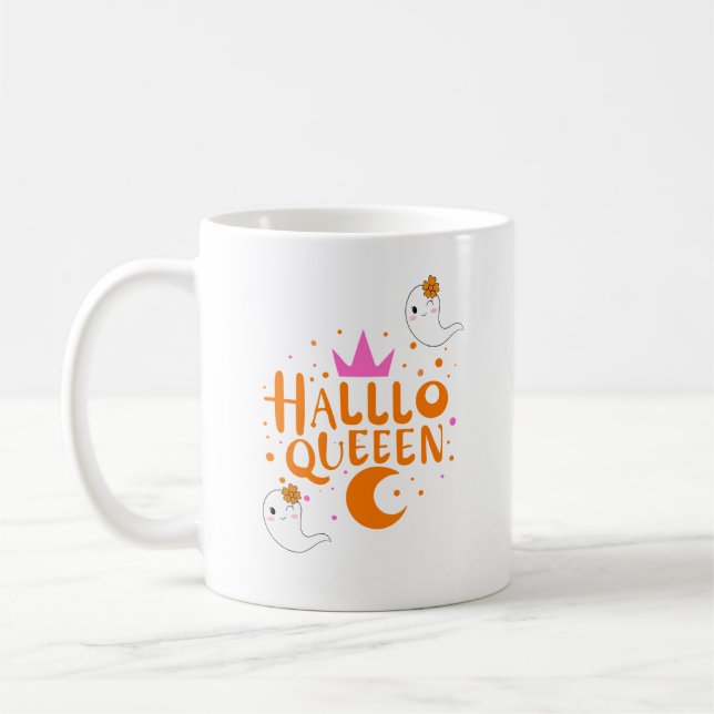 Caneca De Café Rainha do Halloween, Halloqueen, Arte do Halloween (Esquerda)