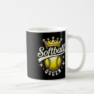 Caneca De Café Rainha do Softbol Uma Bola de Softbol com Coroa Ga