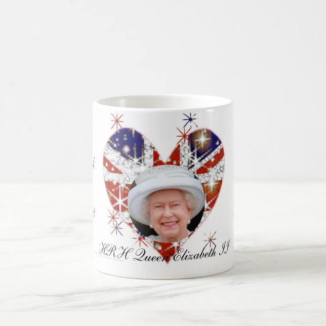 Caneca De Café Rainha Elizabeth Diamond Jubilee, bandeira do Rein (Centro)