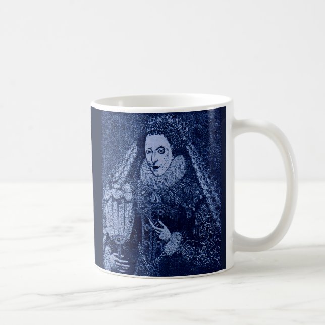Caneca De Café Rainha Elizabeth I em azul (Direita)