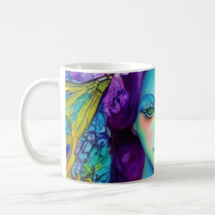 Caneca De Café Rainha Fada Encantada com Borboletas