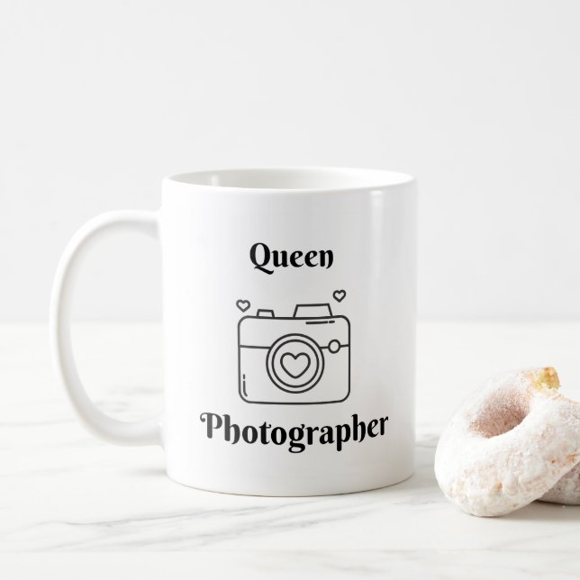 Caneca De Café Rainha Fotógrafo com Câmera em uma (Com Donut)