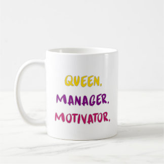 Caneca De Café Rainha Gerente Motivadora Tipografia Brush Script