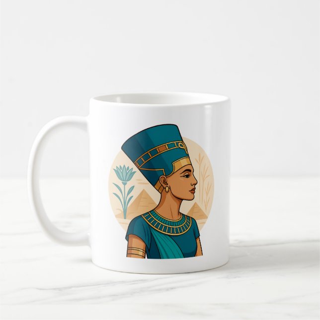 Caneca De Café Rainha Nefertiti - Beleza Eterno do Legado Antigo (Esquerda)