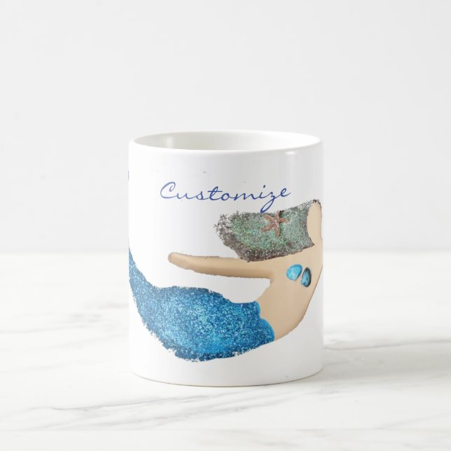 Caneca De Café Raio Azul Sereia Nadando Trovão_Cove (Centro)