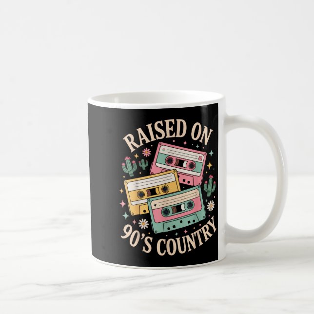 Caneca De Café Raised On 90's Country Music Retro Cette Design  (Direita)