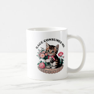 Caneca De Café Raiva me consome flor de gato meme de gato fofo 