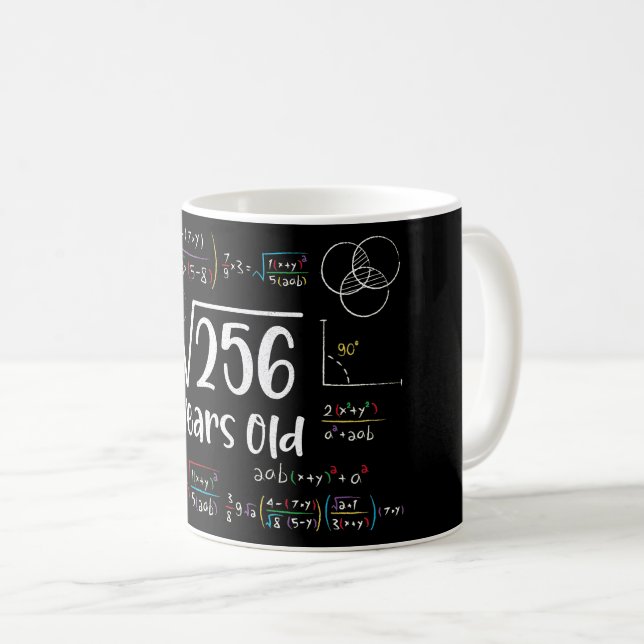 Caneca De Café Raiz Quadrada de 256 Presentes de 16 Anos de 16 An (Frente Esquerda)