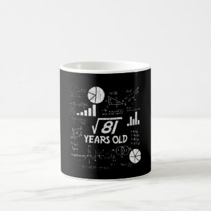 Caneca De Café Raiz Quadrada de Nono Aniversário de 81 - 9 Anos
