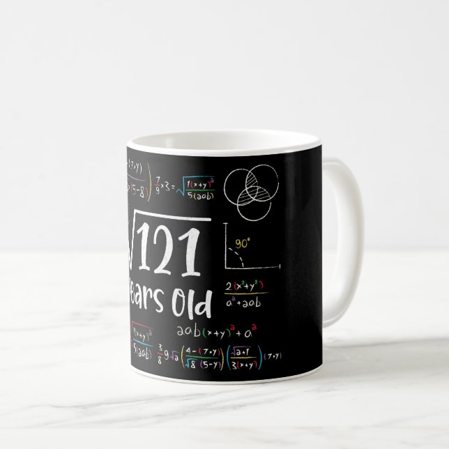 Caneca De Café Raiz Quadrada dos presentes de 121 11 de aniversár (Frente Esquerda)