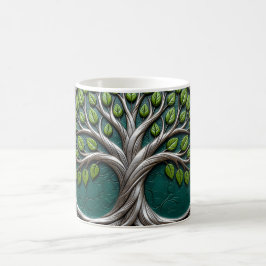 Caneca De Café Raízes Prateadas da Eternidade – Árvore da Vida.