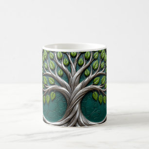 Caneca De Café Raízes Prateadas da Eternidade – Árvore da Vida.