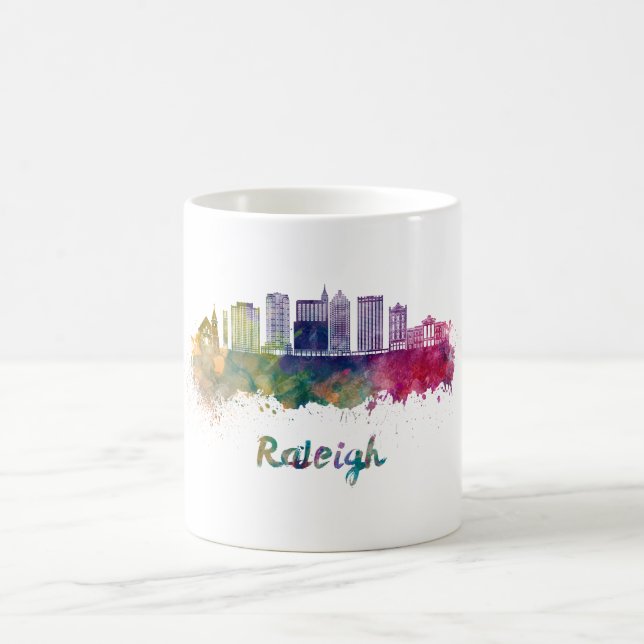 Caneca De Café Raleigh V2 skyline in watercolor (Centro)