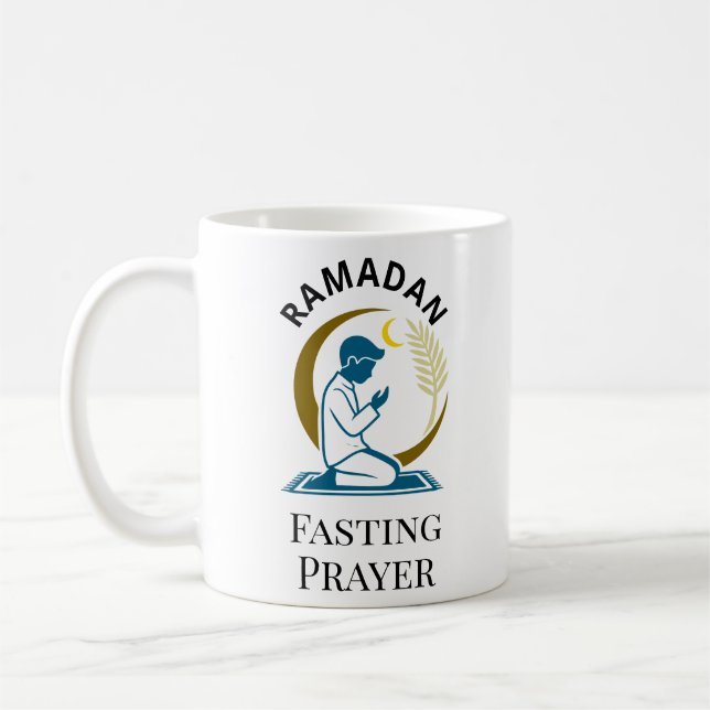 Caneca De Café Ramadan Fasting Prayer Man Islamic Vector Graphic  (Esquerda)