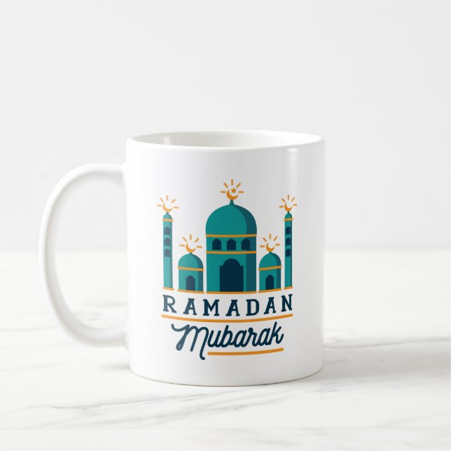 Caneca De Café Ramadan Mubarak Mosque Crescent Art (Esquerda)