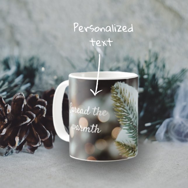 Caneca De Café Ramal de abeto natalino e luzes de inverno (Criador carregado)